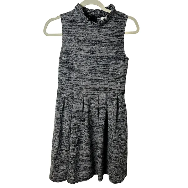 Ganni Anthropologie Pinnacle Tweed Knitted Ruffle Mock Neck Dress Medium - Image 7