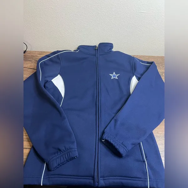 Dallas Cowboys Authentic Full Zip Fleece Jacket Navy/White Size Small - Image 2