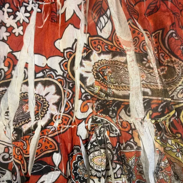 Kaktus Women Red Paisley Floral Broomstick Maxi Skirt Size 14/16W Boho Tiered - Image 3