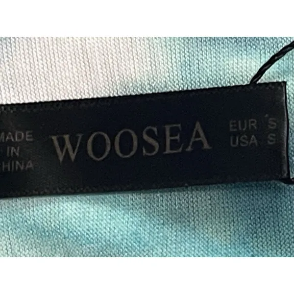 WOOSEA Size S Women’s Sleeveless Deep V-Neck Maxi Dress Blue Green Tie Dye Boho - Image 8