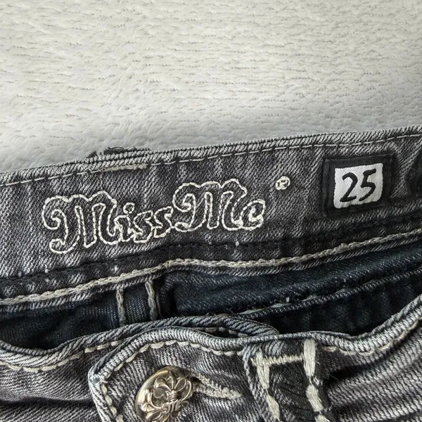 Miss‎ Me Womens Gray Skinny Jeans JP5014SK-3 Low Rise Embellished Size 25 - Image 3