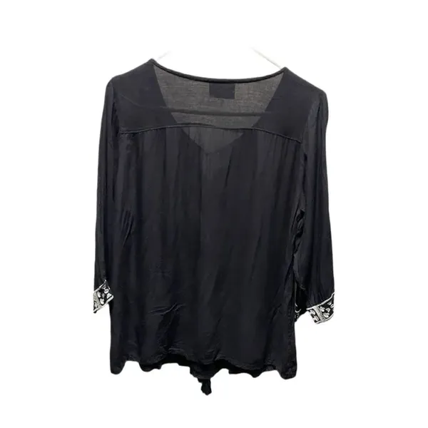 SOLITO size M embroidered beaded Viscose tassel peasant top Anthropologie. - Image 2