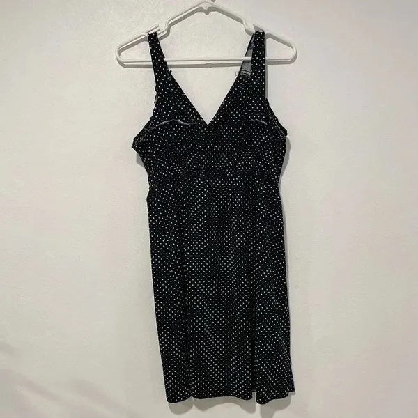 Feathers Black Polka Dot Midi Dress - Size M - Image 2