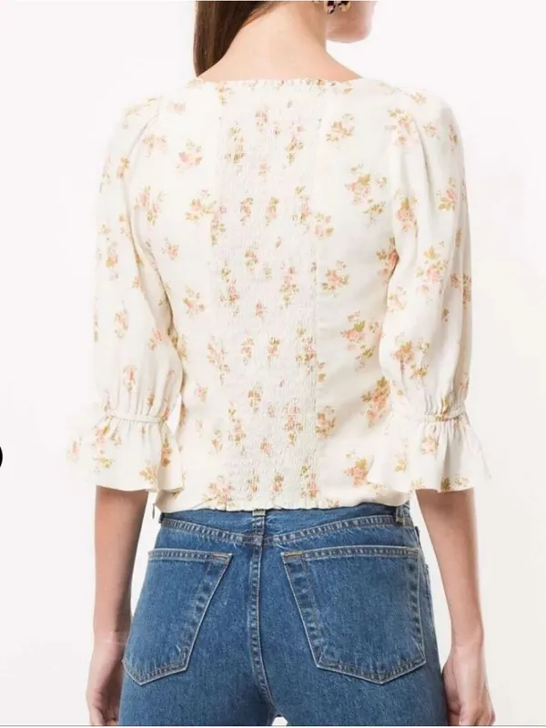 Reformation Ana Ruffled Floral Blouse in Mildred size 6 $148 - Image 3