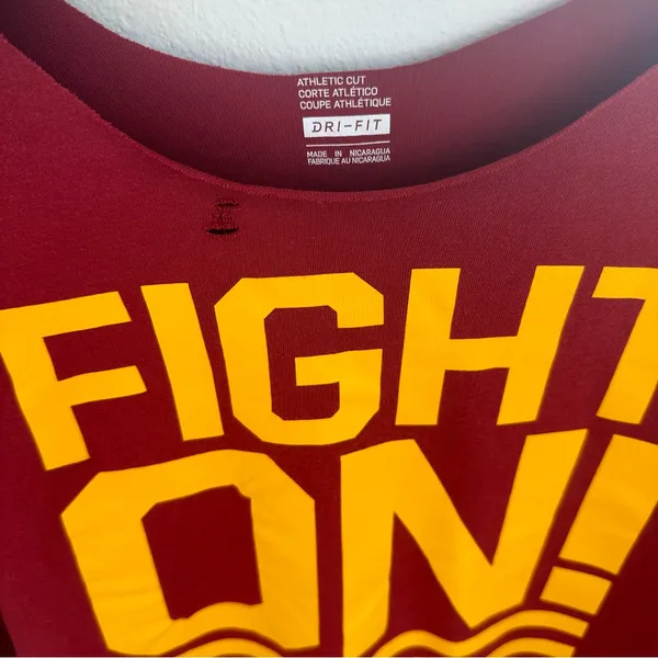 Nike USC Trojans Fight On Burgundy off the shoulder T-shirt - Image 6