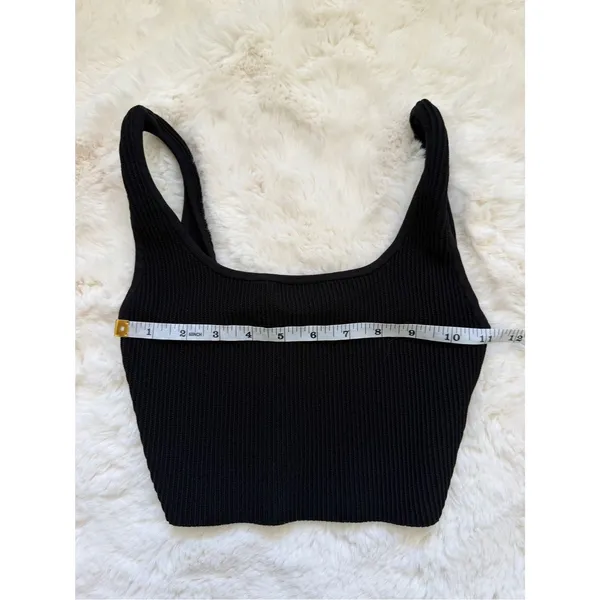 Babaton Black Ribbed Square-Neck Crop Tank - Image 3