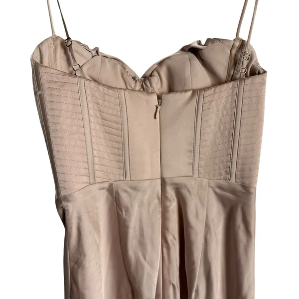 House of CB Myrna Crystal Satin Cowl Corset Sleeveless Midi Slip Dress Small - Image 10