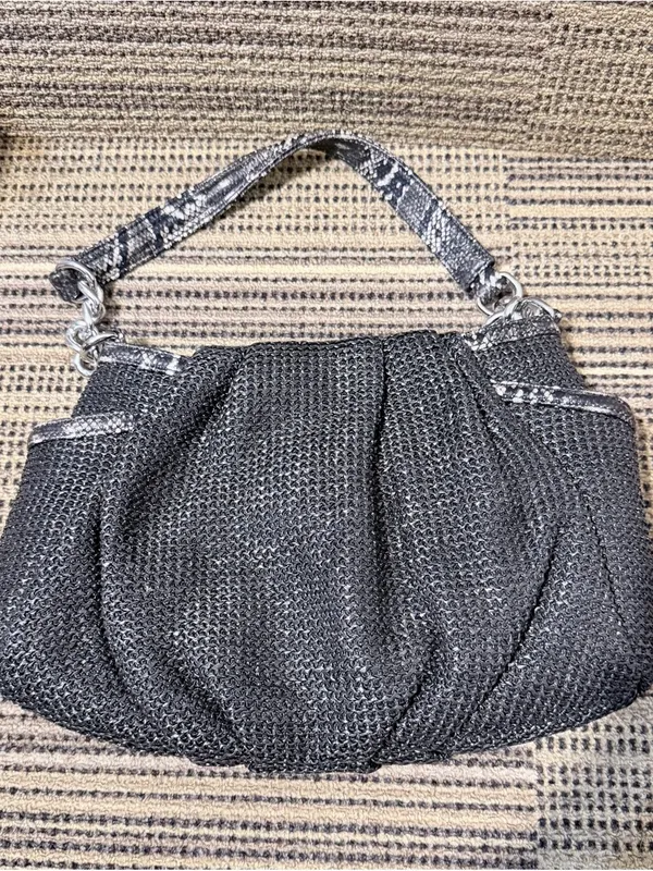 Simply Vera Vera Wang Black Woven Hobo with Silver Accent snakeskin print - Image 9