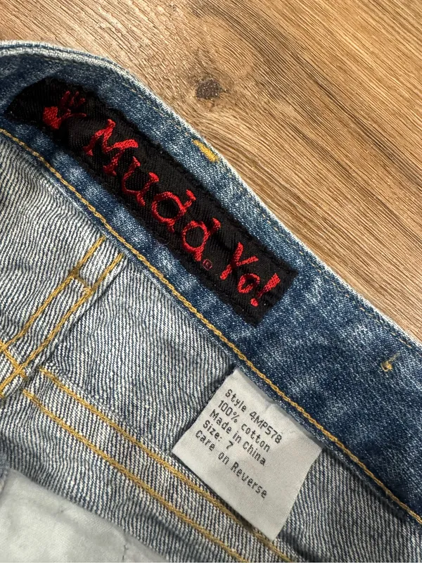 MUDD Vintage 2000s Y2k Faded Low-rise 100% Cotton Denim Mini Skirt | Size 28” - Image 2