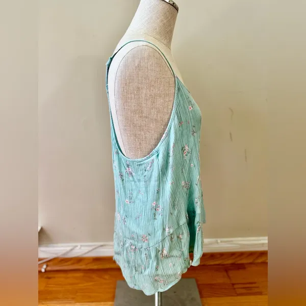 Pink Republic Floral Mint Green Women's Sleeveless Tank Top Adjustable Strap XL - Image 4