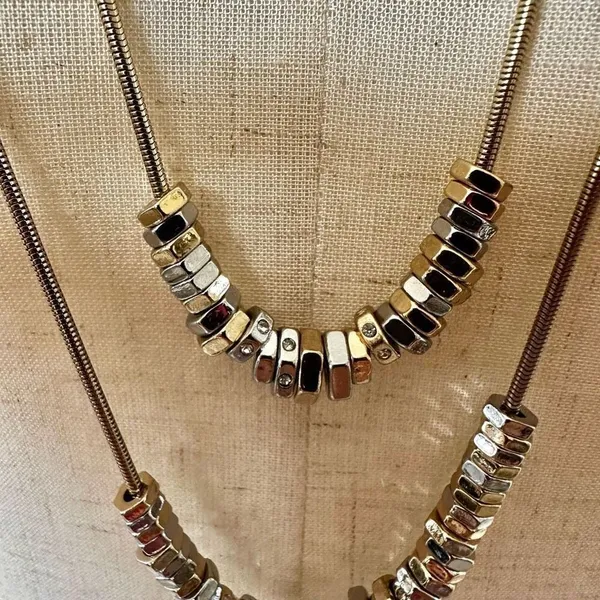 Chico’s gold tone washer beads double strand long necklace - Image 2