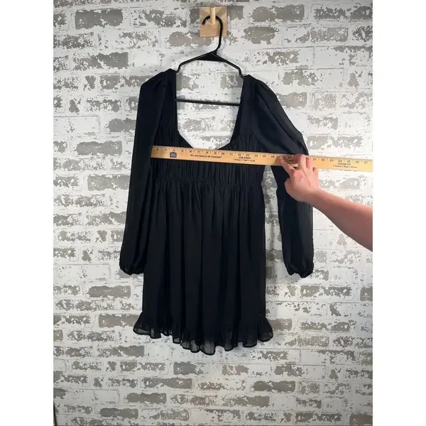 Abercrombie & Fitch | women square neck black flowy dress with long sleeves - Image 6
