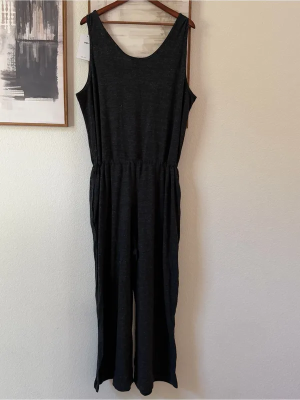 Nike Charcoal Wide-Leg Knit Tank Jumpsuit with Drawstring XXL NWT - Image 9