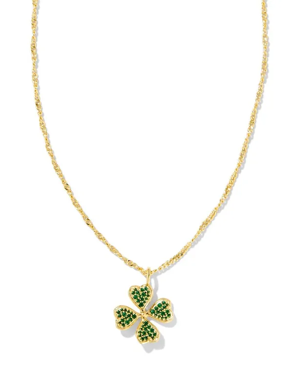 💫🍀 Kendra Scott Clover Gold Short Pendant Necklace Green - Image 5