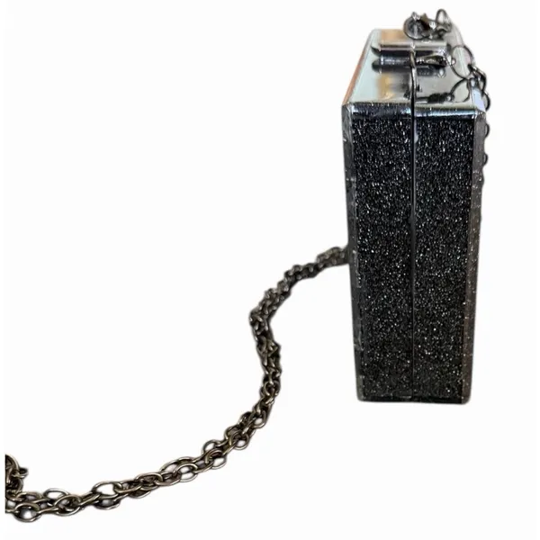 A New Day Black Pearl White Confetti Acrylic Box Clutch Chain Bag - Image 2