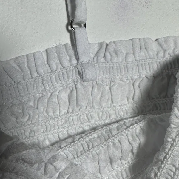 Madewell Smocked Ruched Crop Tank‎ Top White XL - Image 7