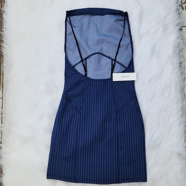 Urban Outfitters -764 Complex‎ High-Neck Open Back Mini Dress Navy Blue Small - Image 8
