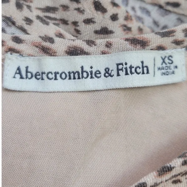 Abercrombie Fitch Leopard Print Tiered Mini Dress Size XS Tan Pockets Cheetah - Image 3