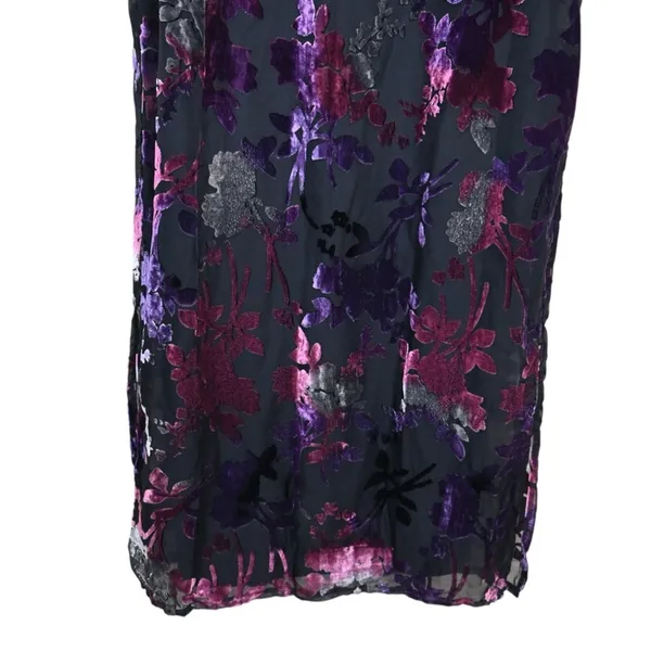 Taylor Womens 8 Black Floral Velvet Fully Lined Midi Dress NEW - Image 7