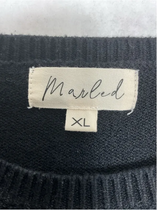 Womans Excellent Marled Pullover Cable Knit Sweater XL Black - Image 4