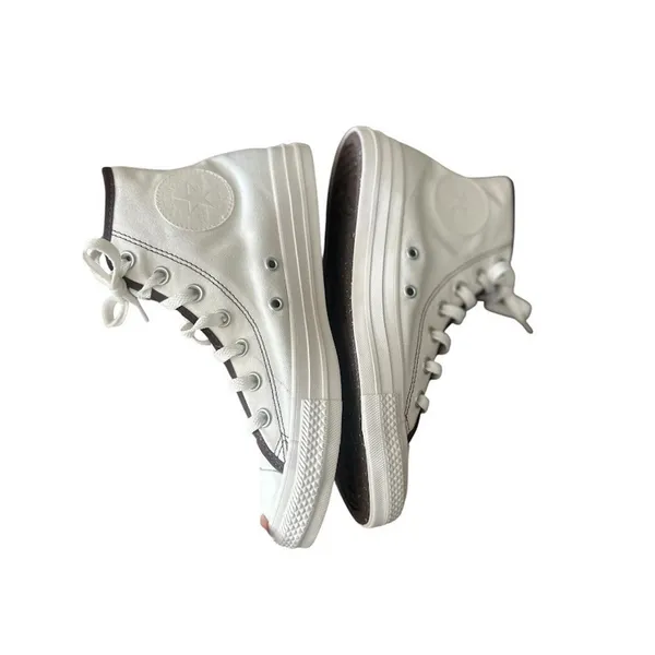 Converse By You High Top Shoe Sneaker‎ Womens 7.5 White Brown Wellness Club - Image 12