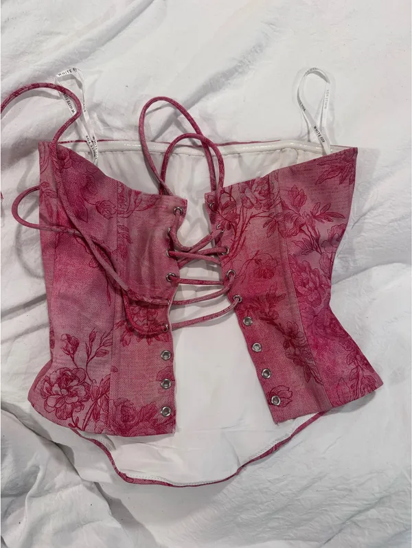 White Fox Pink Corset Boutique Top - Image 3