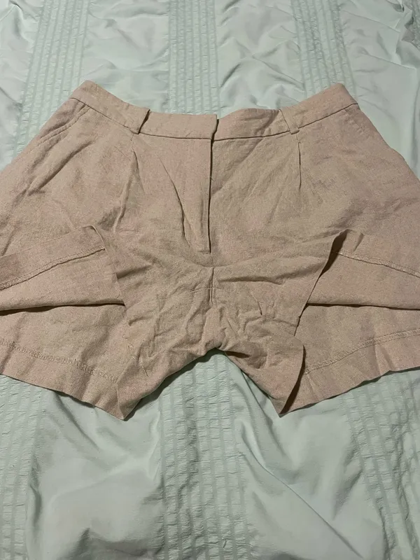 ZARA Tan Linen Shorts - Image 3
