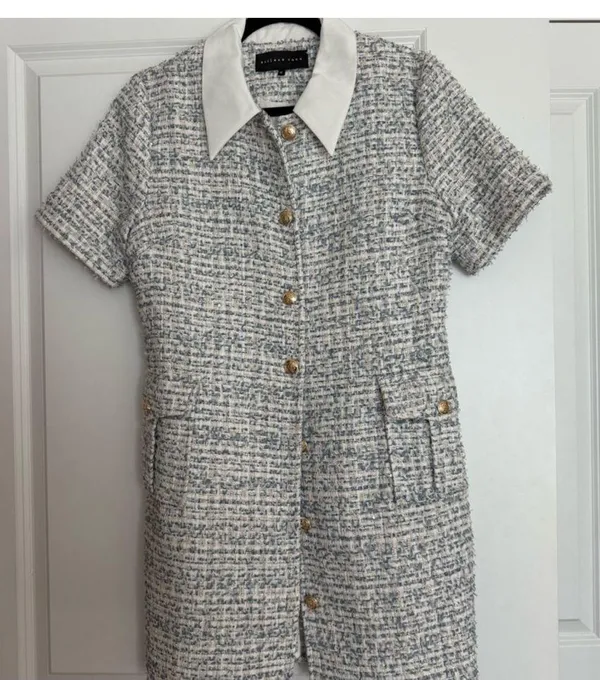 Endless Rose Blue and White Tweed Dress - Image 2