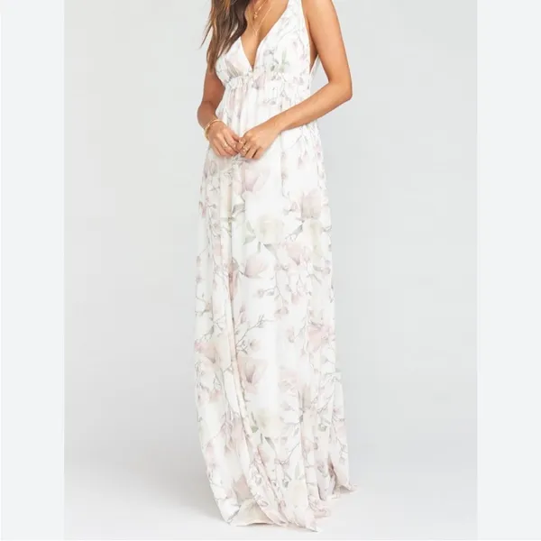 Show me your mumu floral maxi dress white and pink XS - Image 3