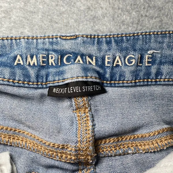American Eagle Skinny Jeans Womens Sz 2 Light Wash Ripped Distressed EUC Stretch - Image 6