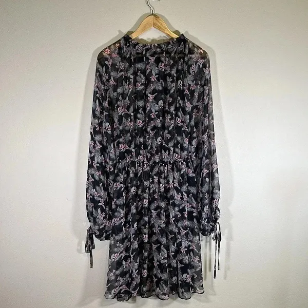 Victoria’s Secret Black Ruffle Floral Print Chiffon Kimono Size M/L Swim Flowy - Image 4