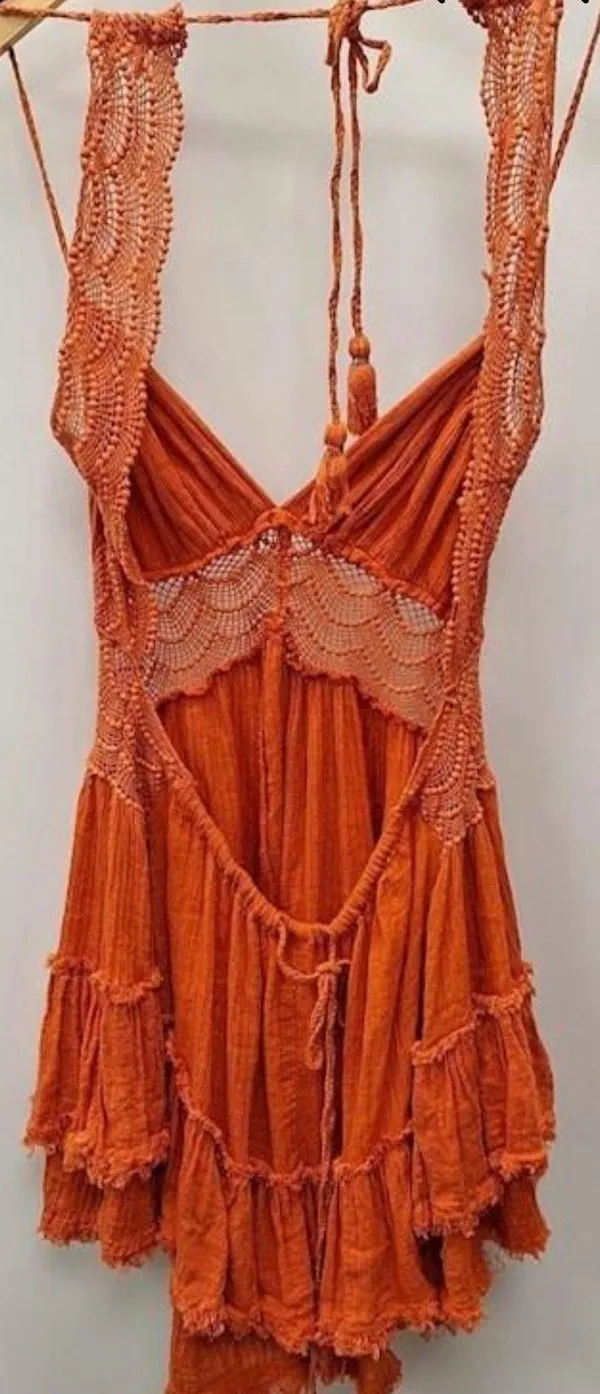 Free People Boho Burnt Orange Shirt Dress - Image 2