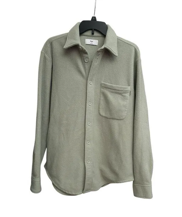 TNA Aritzia Sz 2 Polar Jacket Polartec 200 Long Sleeve Fleece Shacket Green Xx-8 - Image 10