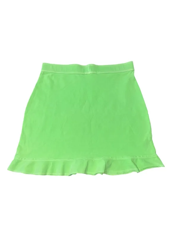 Fresh Produce Women’s Size S Lime Neon Green Cotton Blend Ruffle Hem Skirt - Image 2
