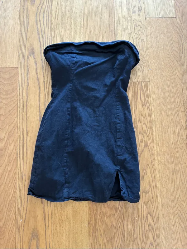 Runaway The Label Strapless Black Linen Bodycon Mini Dress Womens Size Medium - Image 3
