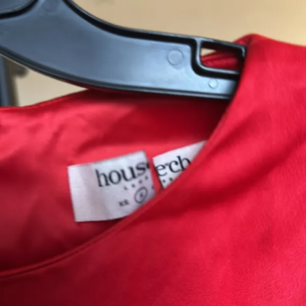 House of CB Sacha Red Satin Mini Dress‎ Long Flare Sleeve Bodycon Womens S - Image 7