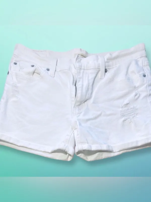 Levi's Denim Shorts White Distressed Rolled Cuff Women's Size 29 - Image 5