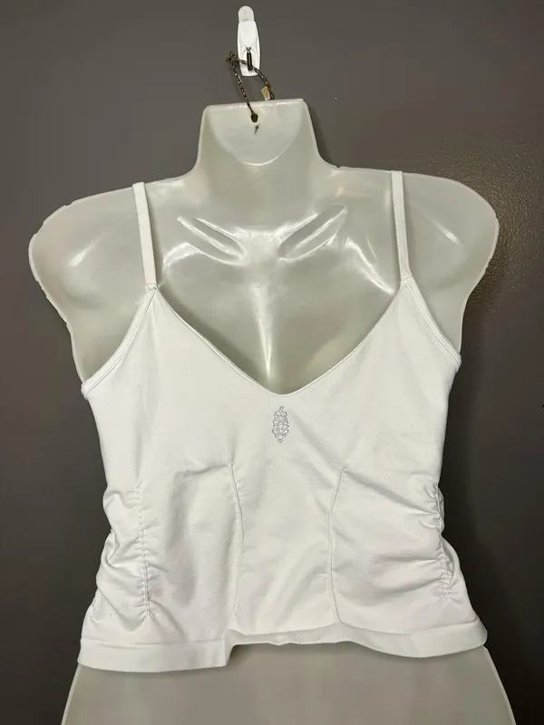 FP Movement Camisole Tank Top Womens Small White Stretch Ruched Crop Jersey - Image 4