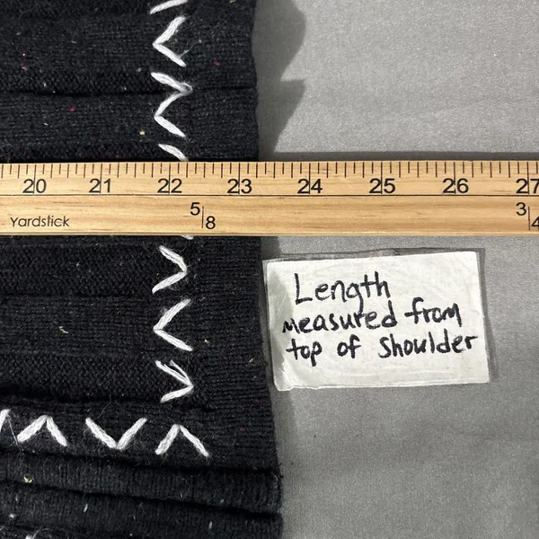 Wool Blend Sweater Vest Size Medium Black Ribbed Knit Cabincore Heritage Country - Image 8