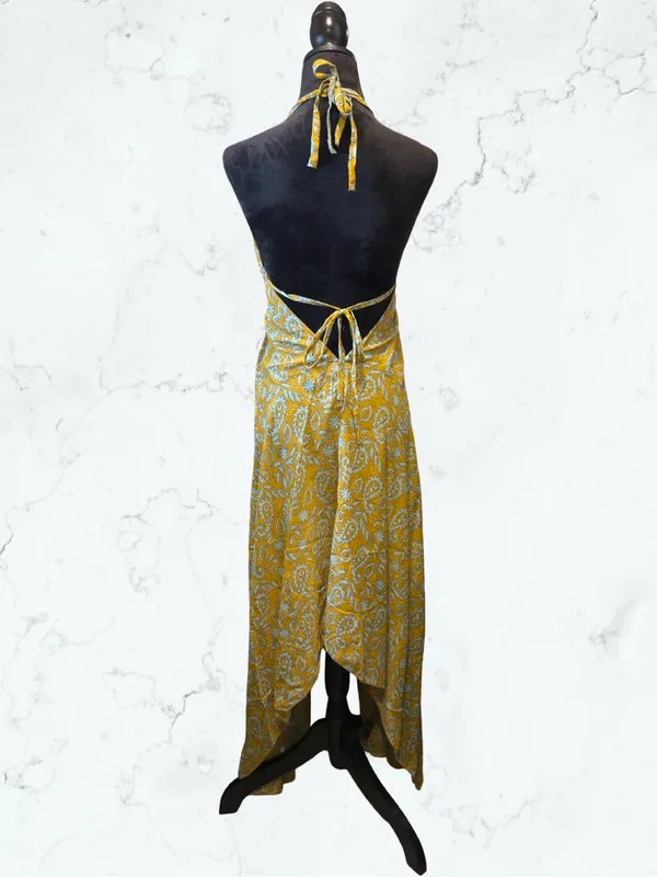 OCEAN BLUE APPAREL Halter Maxi Dress Boho Bohemian Paisley Shimmer Open Back - Image 8