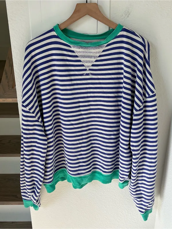 Free People We The Free Classic Striped Crew Long Sleeve Pullover Sand Dollar - Image 3