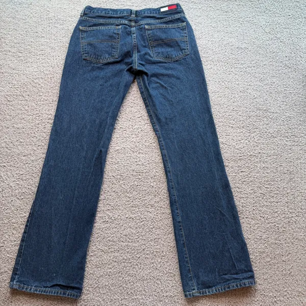 Vintage Tommy Hilfiger Tommy Jeans Women 29x29 Dark Wash Flare Leg Y2K 2002 - Image 2