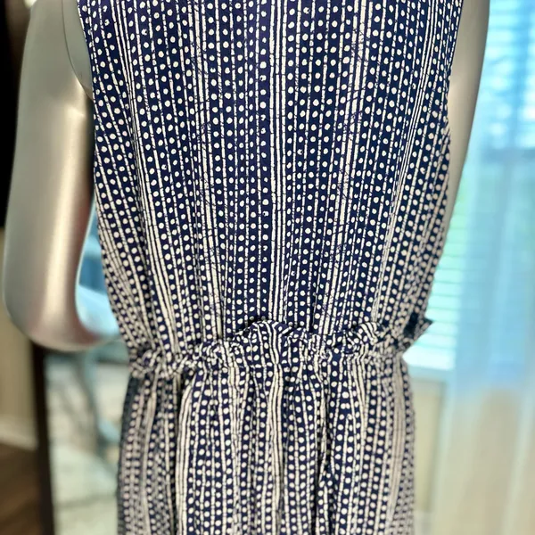 Madewell 100% Silk Sleeveless Dress Size 12 Navy Print w/ Pockets - Image 4
