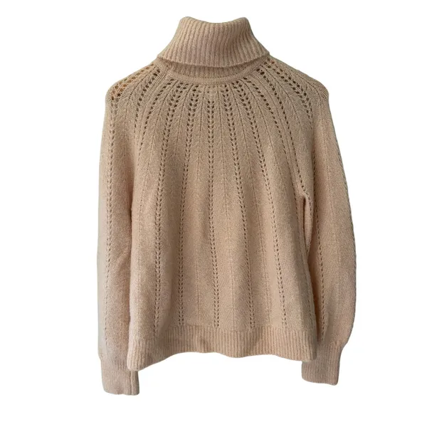 Haven Well Within Wool Blend Pointelle Mock Neck Sweater — Size S - Image 5