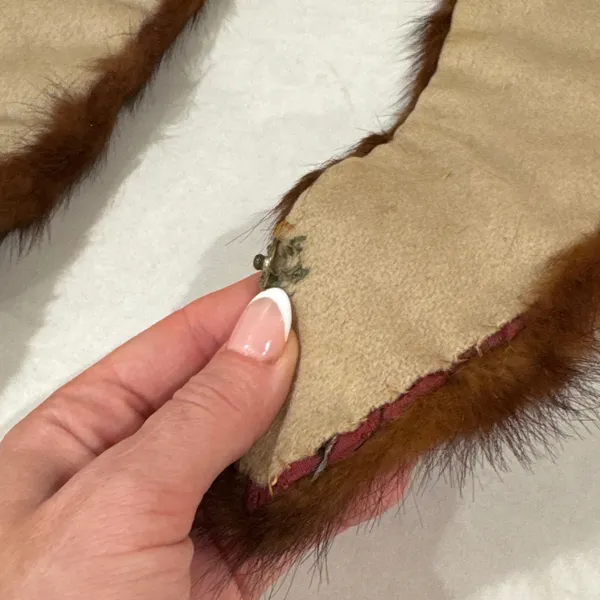 Vintage Real Fur Collar Wrap Women Brown Vintage Glamour Stole Maximalist - Image 4