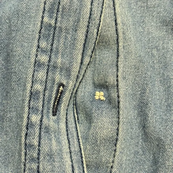 Vintage Way To Go Blue Denim Button Down Women’s S Embroidered Shirt Cottagecore - Image 8