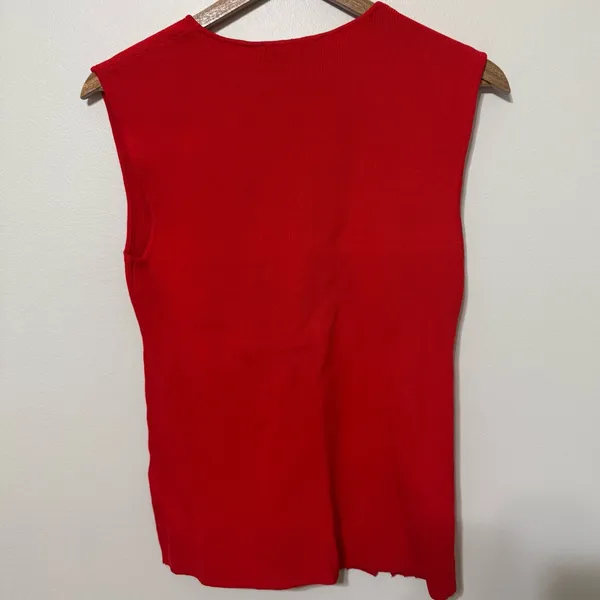 ZARA Knit Sleeveless Top Gold Buttons Size Large - Image 6