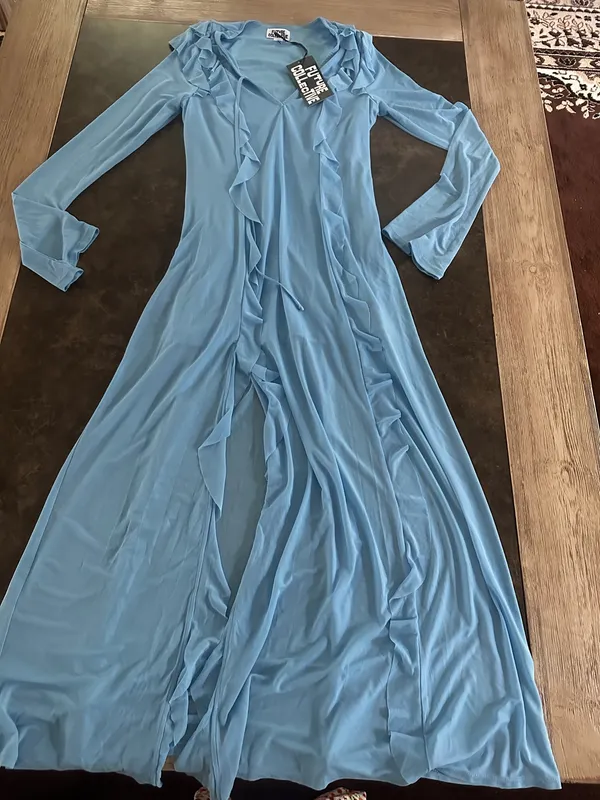 Women's Long Sleeve Ruffle Maxi Dress - Future Collective Light Blue - Image 5