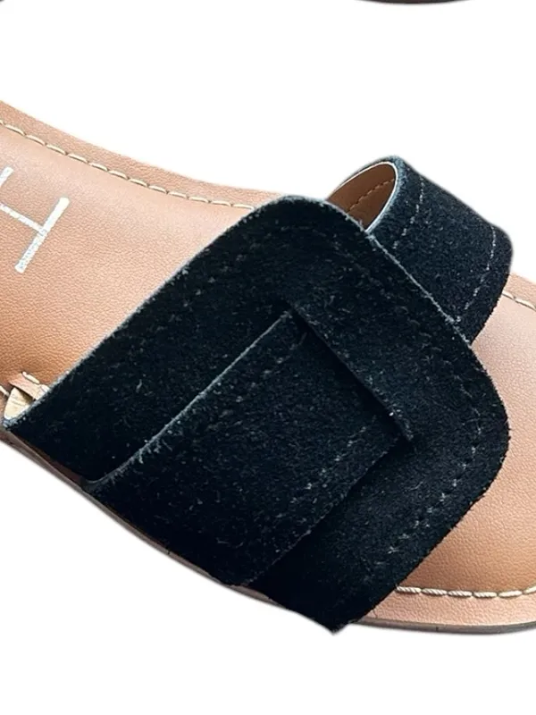Matisse Beach Baja black brown suede leather wedge square toe slides sandals 8 - Image 2