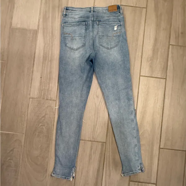 American Eagle Outfitters Faded Blue Ripped Skinny Jeans - Image 4